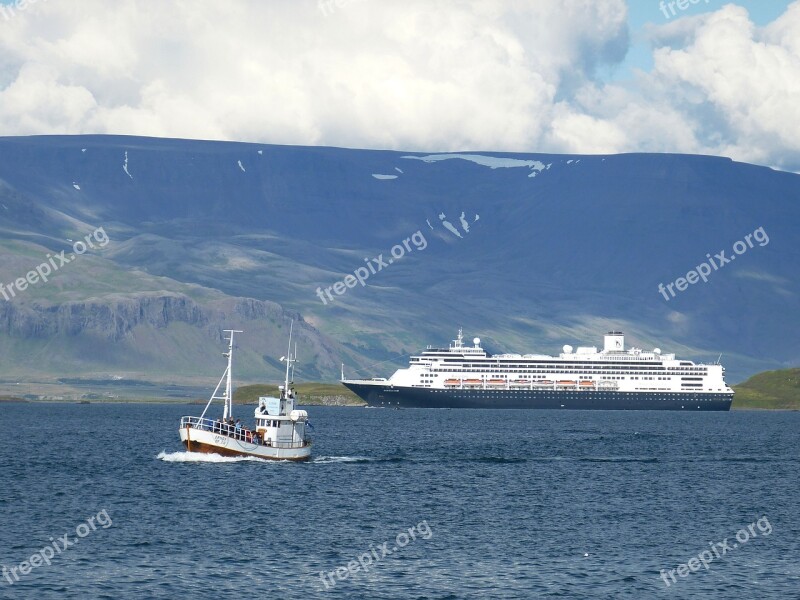 Reykjavik Cruise Ship Cruise Ship Fishing Boat