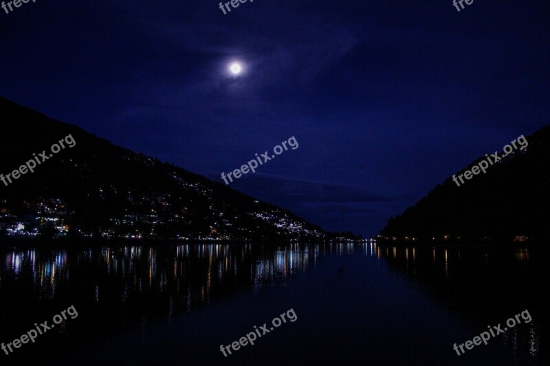 Lake Moon Night Sky Water