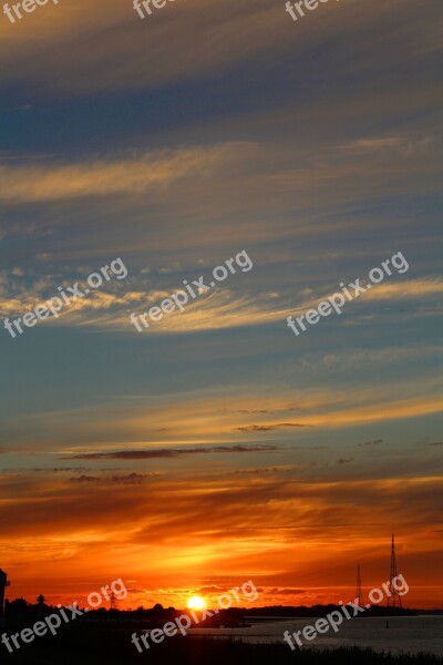 Sunset Sun Elbe Sun And Sea Evening Sky