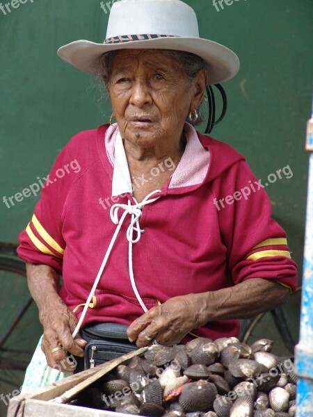 Women Shells Hats Saleswoman Worker