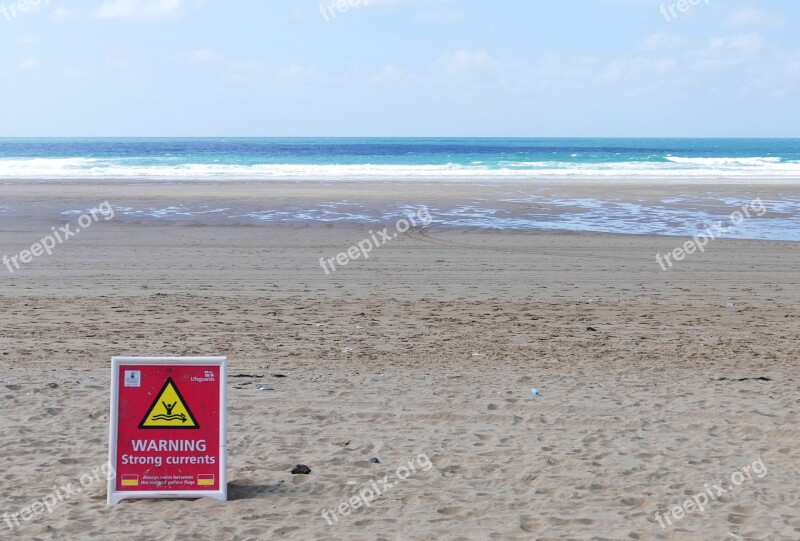 Beach Warning Sea Summer Sand