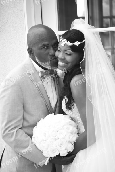 Wedding Black Love Bride Groom Happy