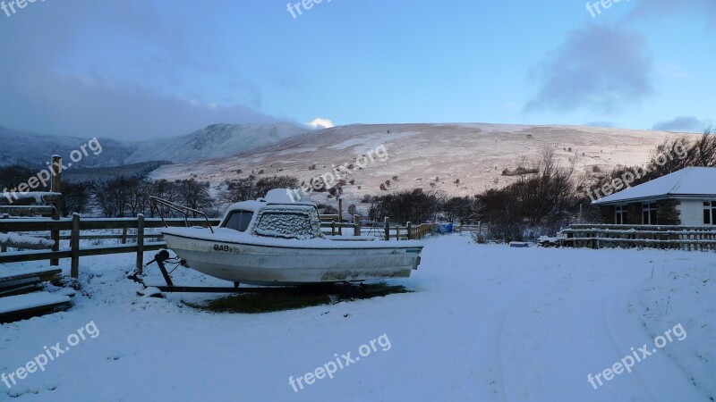 Ilse Of Arran Scotland Remote Snow Boat