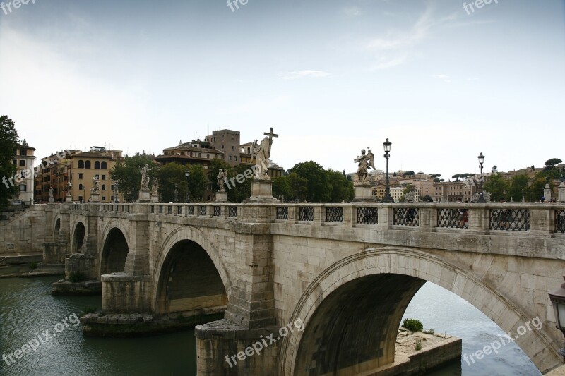 Rome Italy Bridge Of St Angel Angel Historical