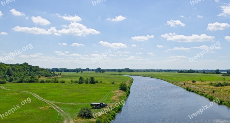 Trough River Bitterfeld Meadow Sky