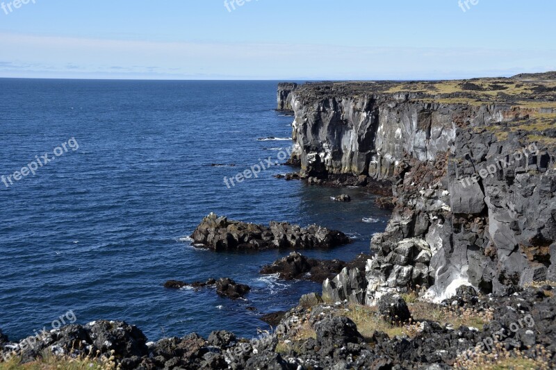 öndverðarnes Cliff Cliffs Volcanic Rock Sea