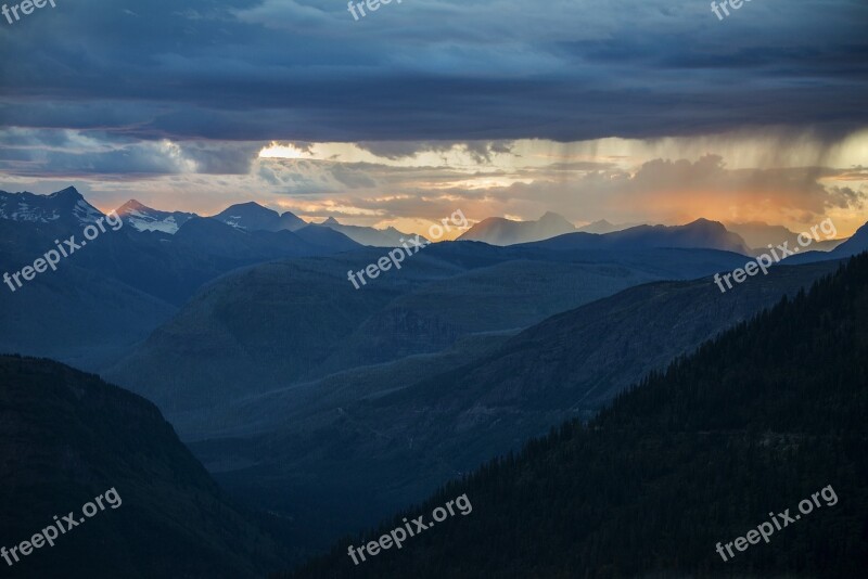 Landscape Scenic Sunset Mountains Dusk