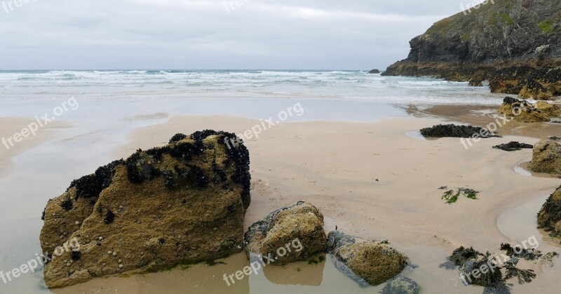 Penhale Sands Cornwall Landscape Bay Blue