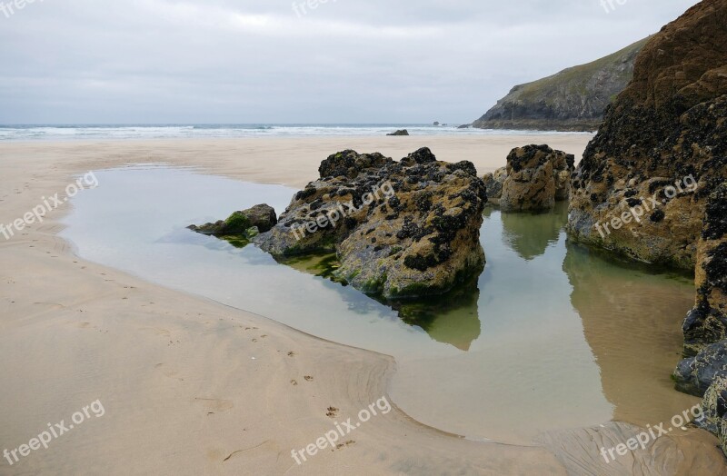 Penhale Sands Cornwall Landscape Bay Blue