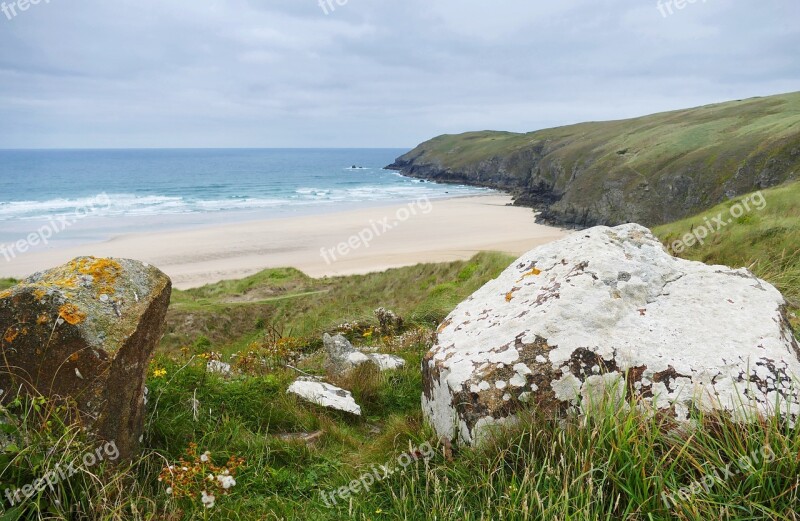 Penhale Sands Cornwall Landscape Bay Blue