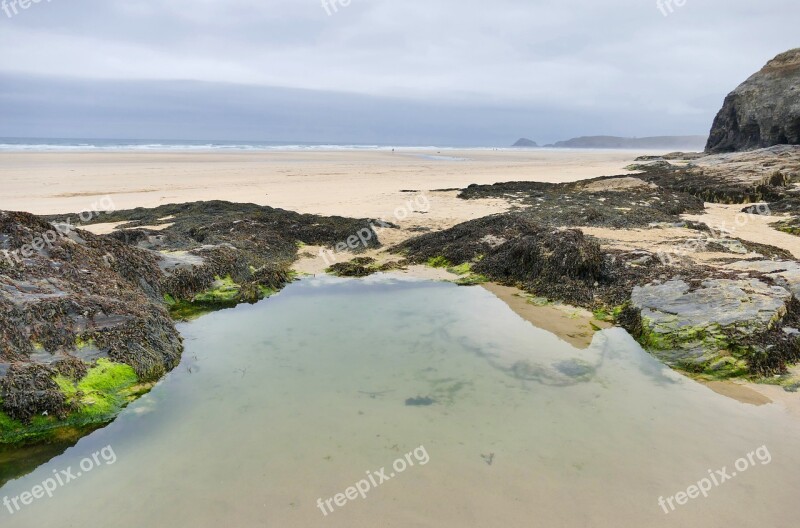 Penhale Sands Cornwall Landscape Bay Blue