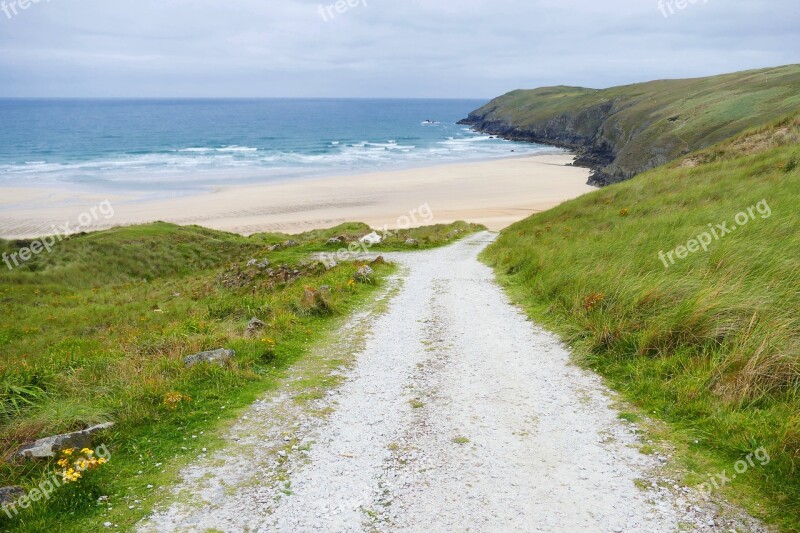 Penhale Sands Cornwall Landscape Bay Blue