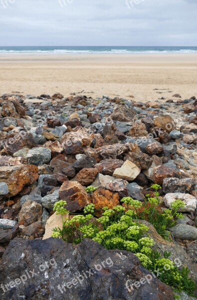 Penhale Sands Cornwall Landscape Bay Blue