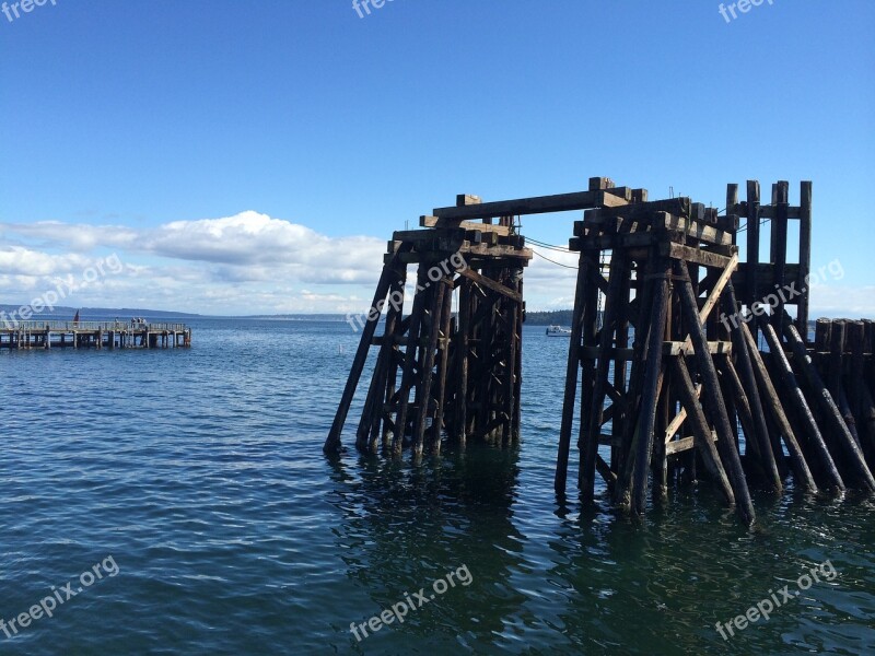 Ocean Pier Port Town Sea Dock