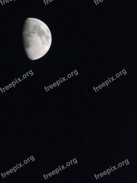 Moon Black Sky Night Background Crater