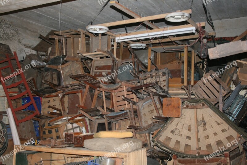 Junk Workshop Chairs Basement Old