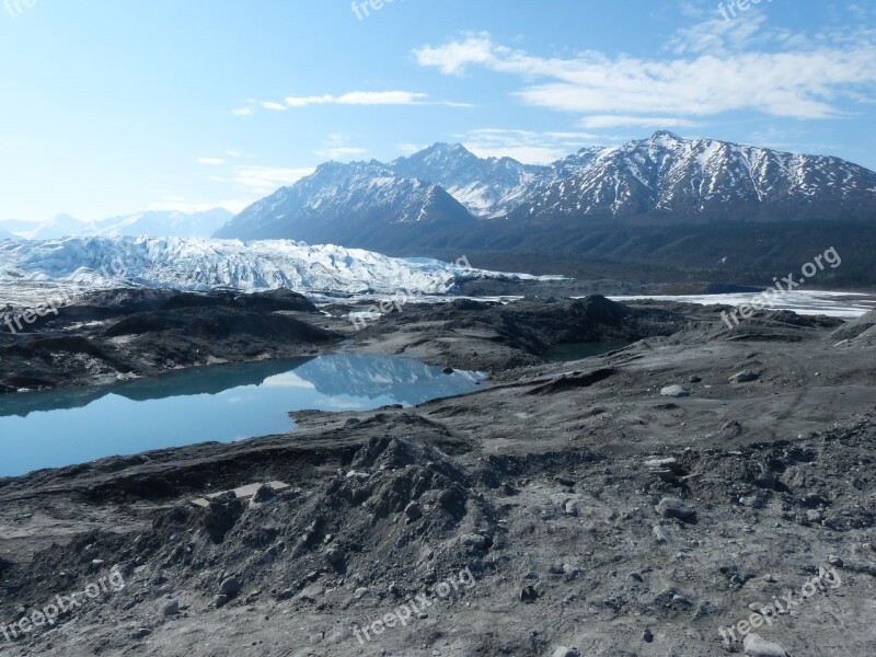 Glacier Alaska Ice Landscape Mountains