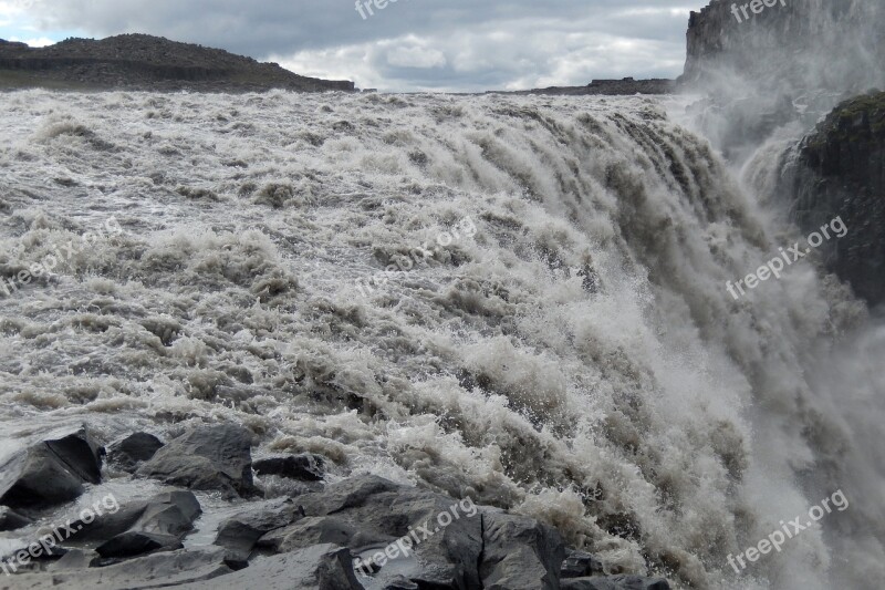 Waterfall Dettifoss Power Amount Of Water Places Of Interest