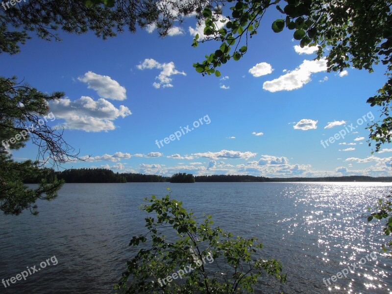 Landscape Clouds Water Lake Wood