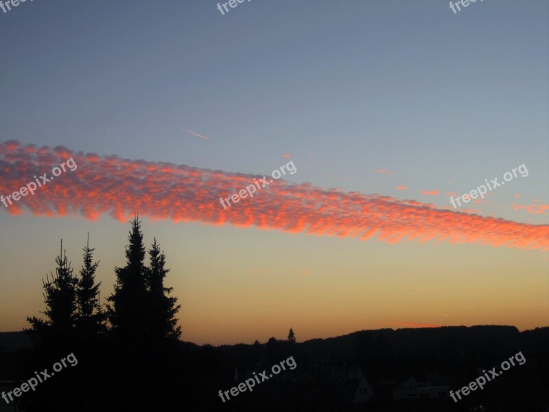 Unusual Sunset Contrail Sky Horizon