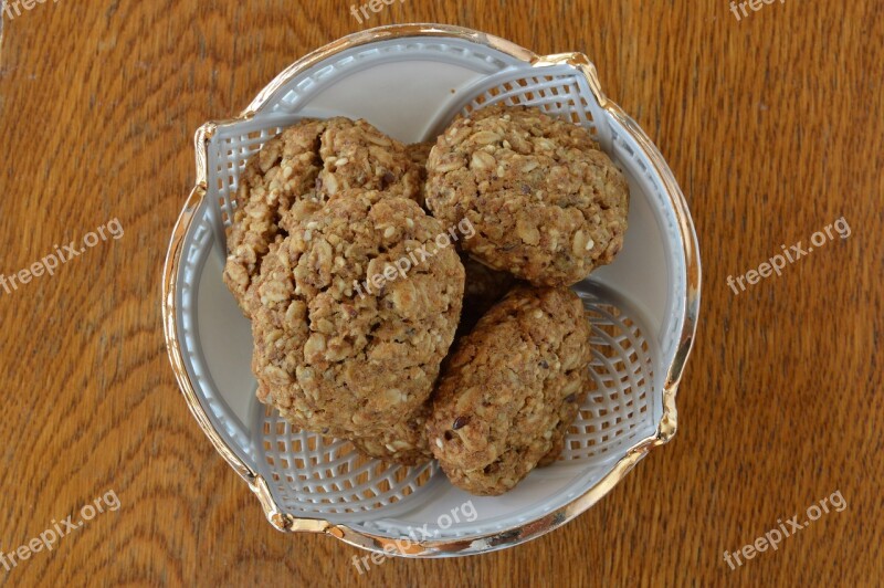 Seed Biscuits Food Cookies Dessert Flax