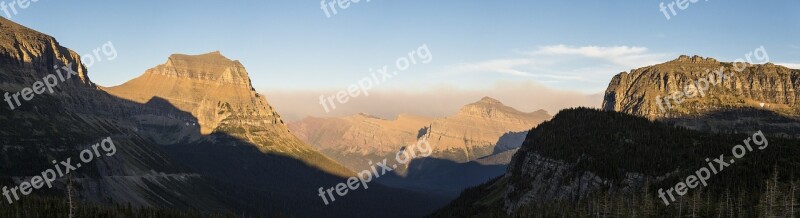 Logan Pass Panorama Landscape Scenic Hazy