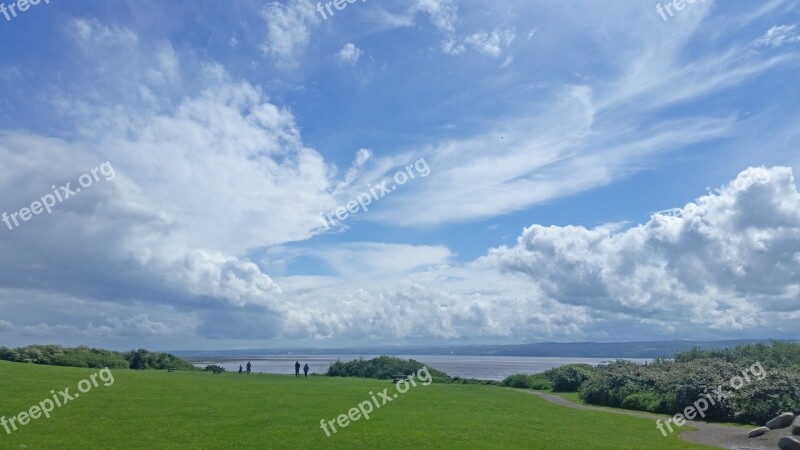 Sky Wirral Grass Blue Sky Clouds