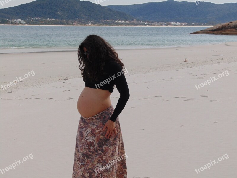 Pregnant Woman Beach Mar Free Photos