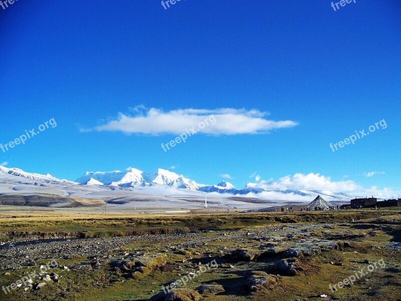 Gobi Natural Beauty Blue Sky Landscape Free Photos