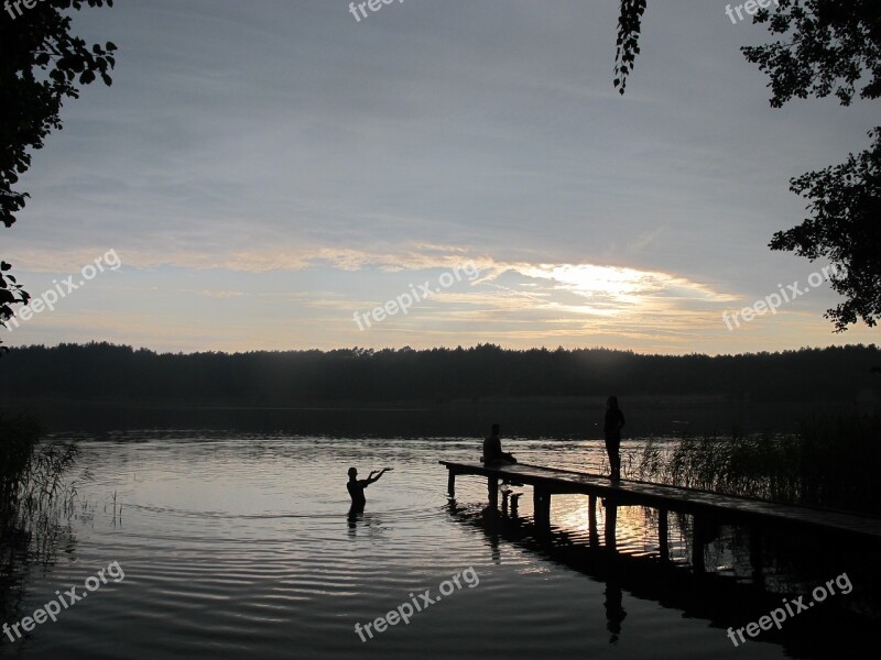 Lake Sunset Evening View Nature