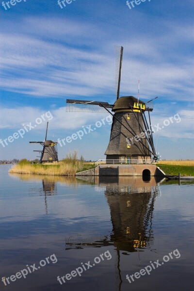 Windmill Netherlands Open Air Museum Landscape Free Photos