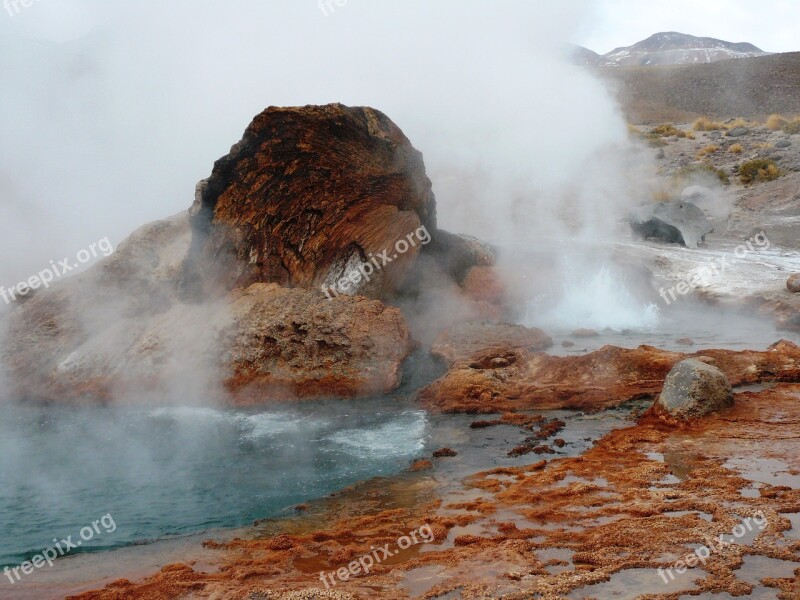 Geyser Landscape Unrest Steam Sulfur