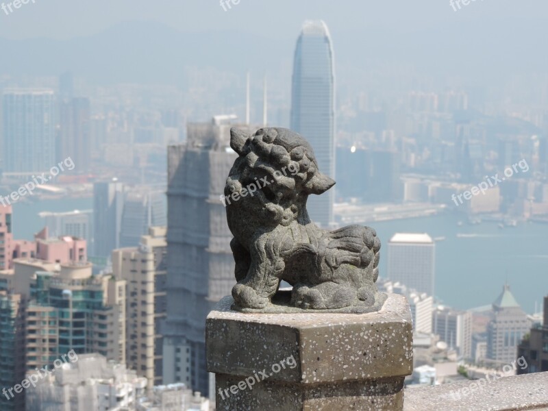 Hong Kong Art Lion Sculpture Stone Figure