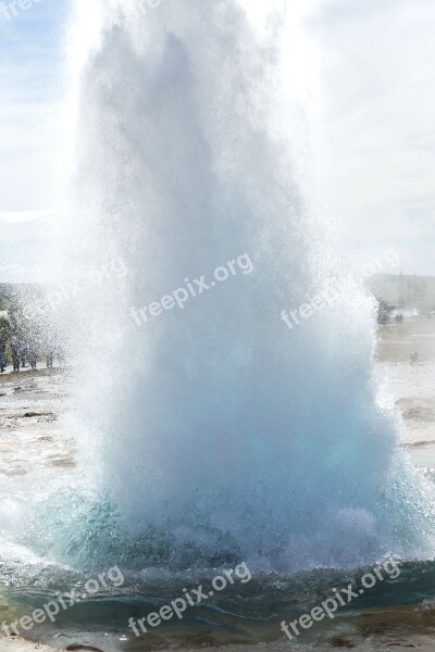 Geyser Iceland Fountain Landscape Water