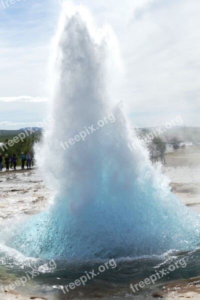 Geyser Iceland Fountain Landscape Water