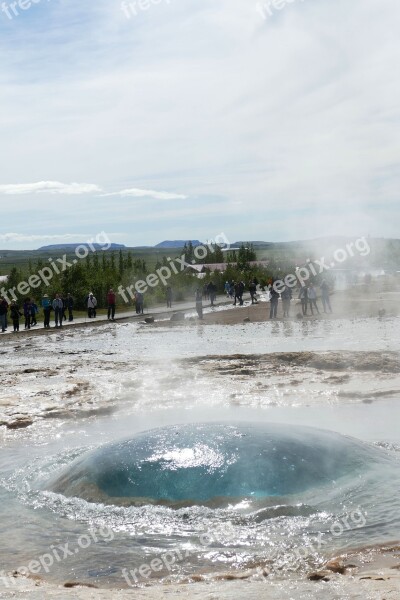 Geyser Iceland Fountain Landscape Water