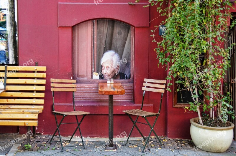 Chairs Table Facade Building Eat