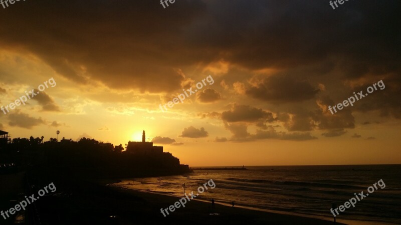 Sunset Jaffa Israel Mediterranean Sea