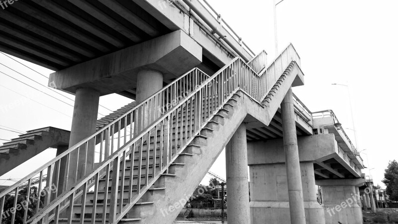 Bridge Concrete River Black And White Photo Black-white Photograph