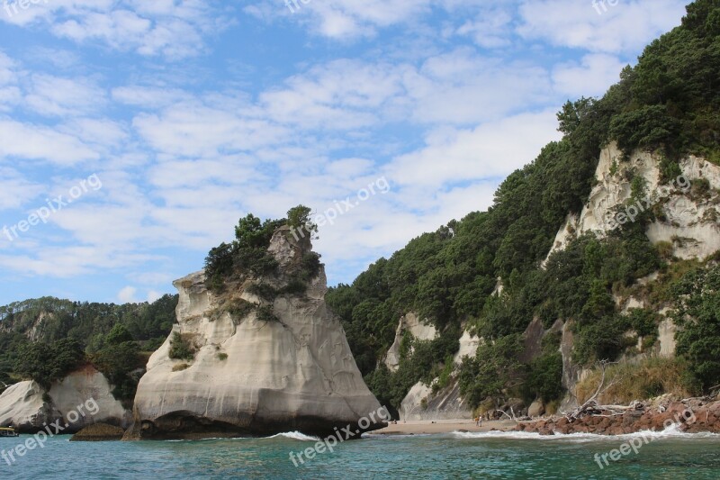 Rock New Zealand Sea Nature Landscape