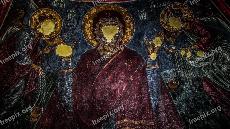 Cyprus Ayios Sozomenos Iconography Vandalized Panagia