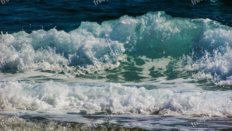 Wave Smashing Sea Beach Nature