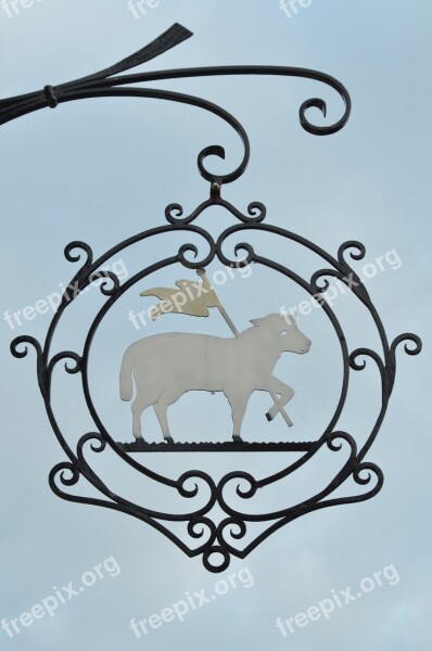 Shield Board Sheep Flag Wrought Iron