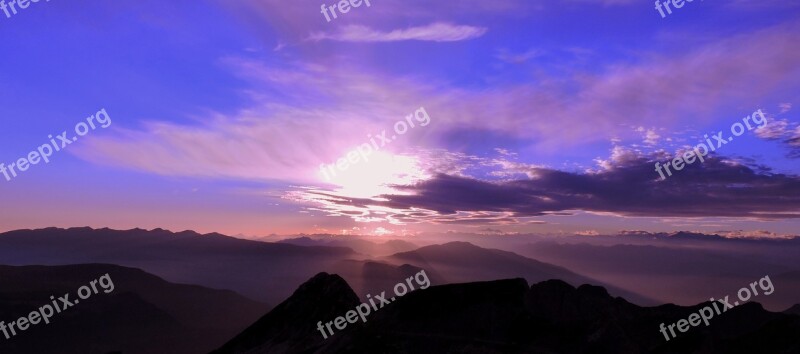 Sunset Mountain Carega Sky Cloud