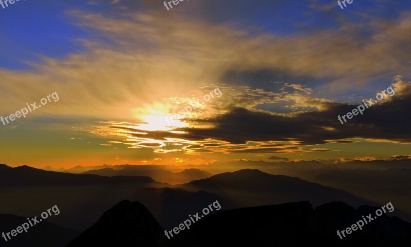 Sunset Mountain Carega Sky Cloud