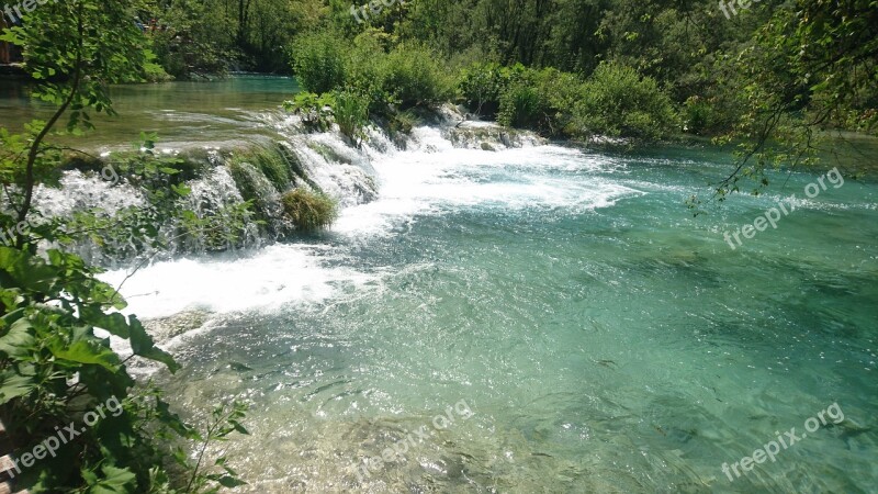 Waterfall Landscape Plitvice Vacation Free Photos