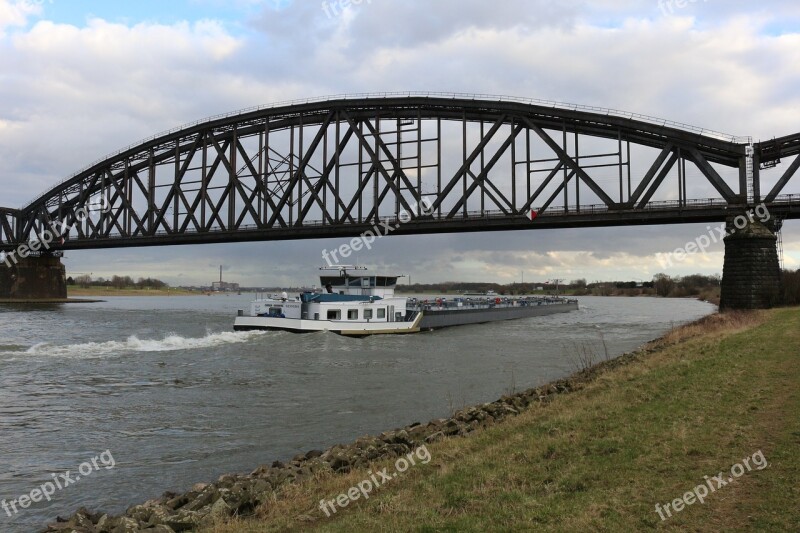 Railway Bridge Truss Bridge Bridge Rhine Duisburg