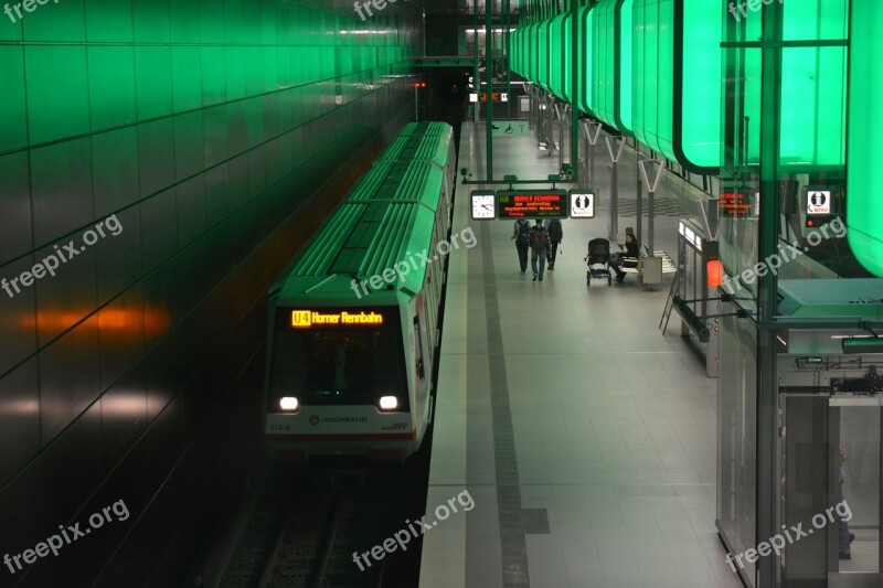 Hamburg Harbour City Subway Station Overseas Quartier Lights Game