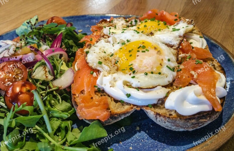 Sandwich Salmon Fried Egg Eggs Salad