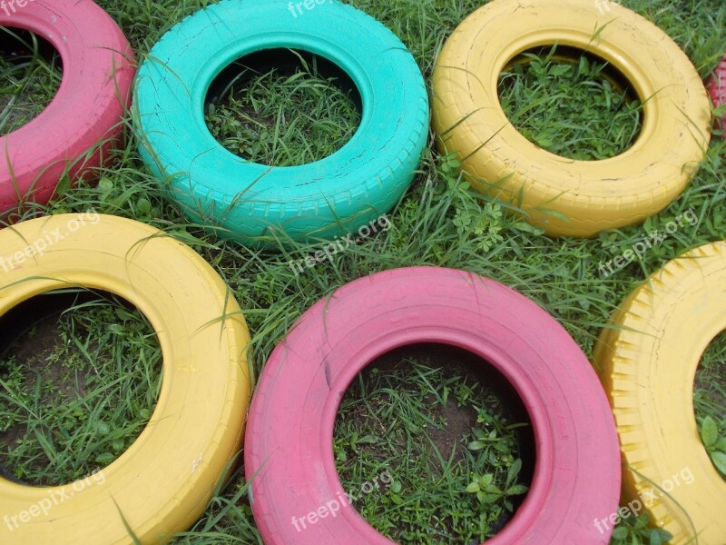 Tire Tyre Colorful Playground Circle